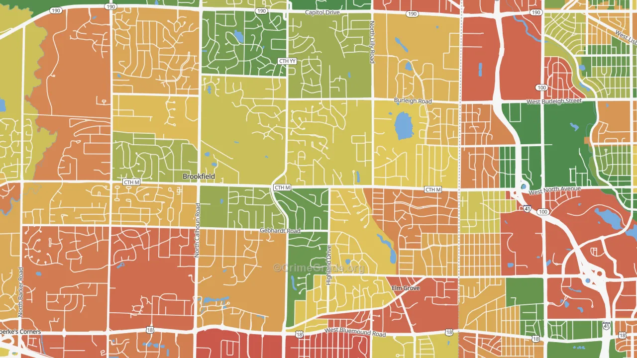 53005, WI Map of Theft Rates