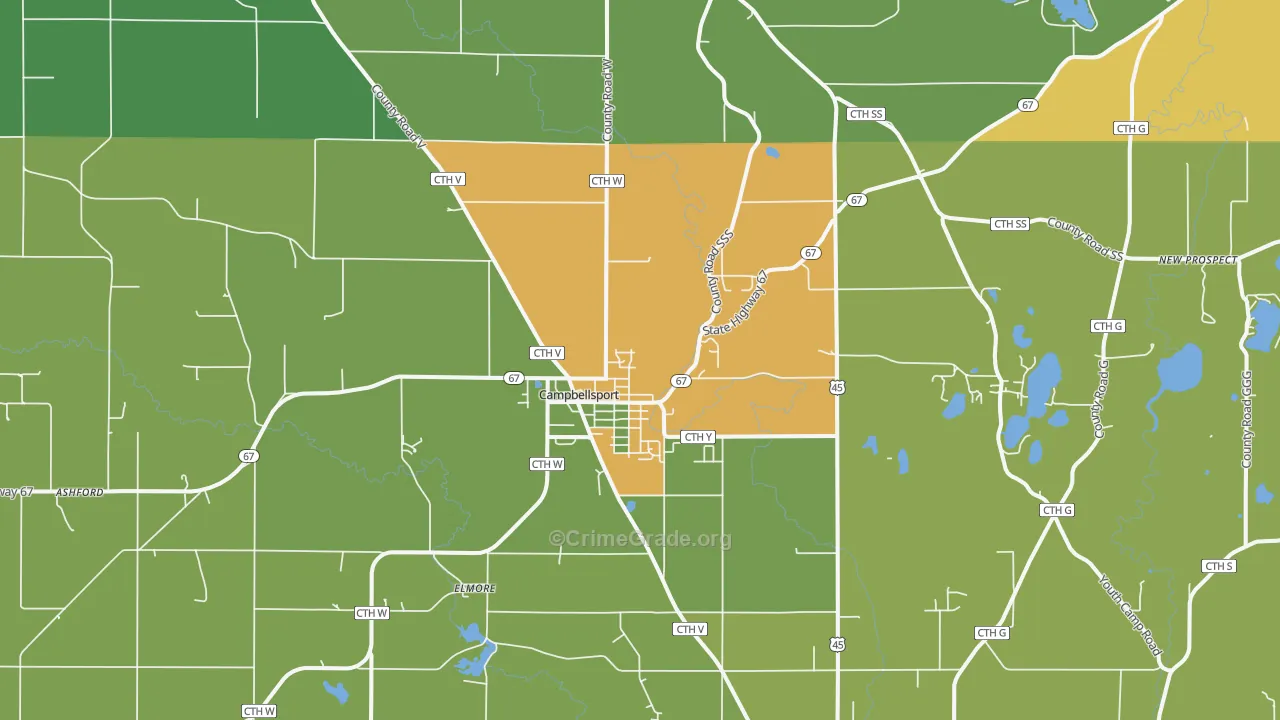 53010, WI Map of Theft Rates