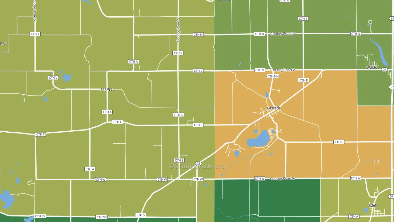 53011, WI Map of Theft Rates