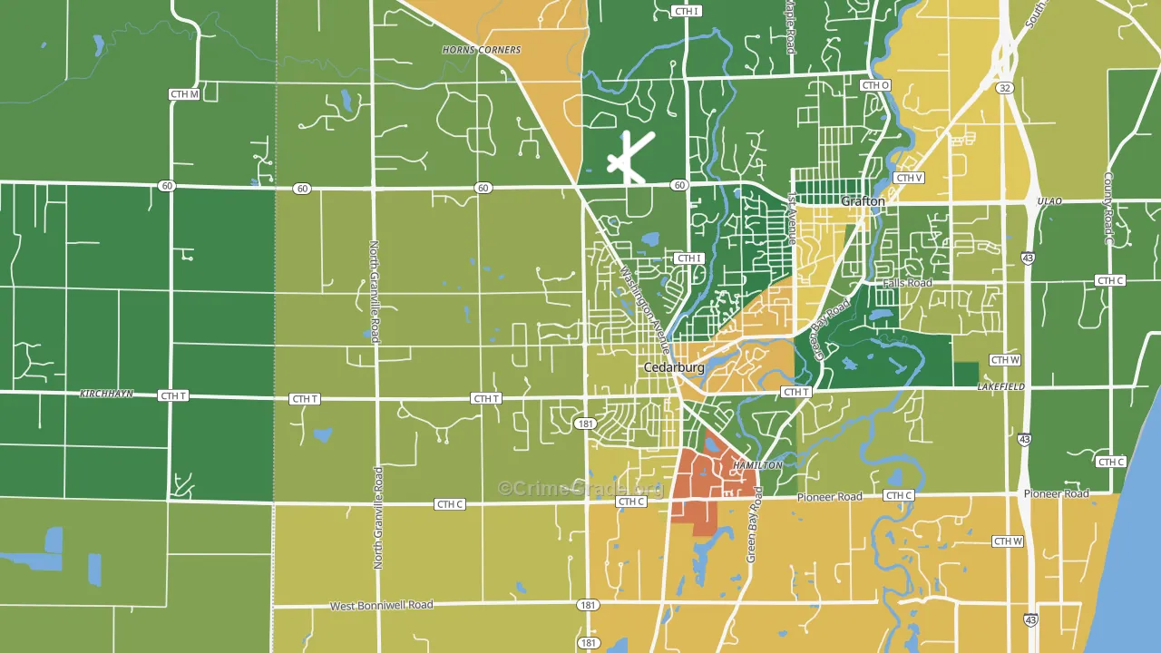 53012, WI Map of Theft Rates
