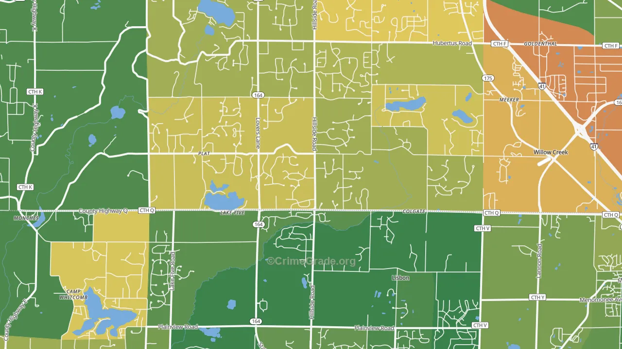 53017, WI Map of Theft Rates