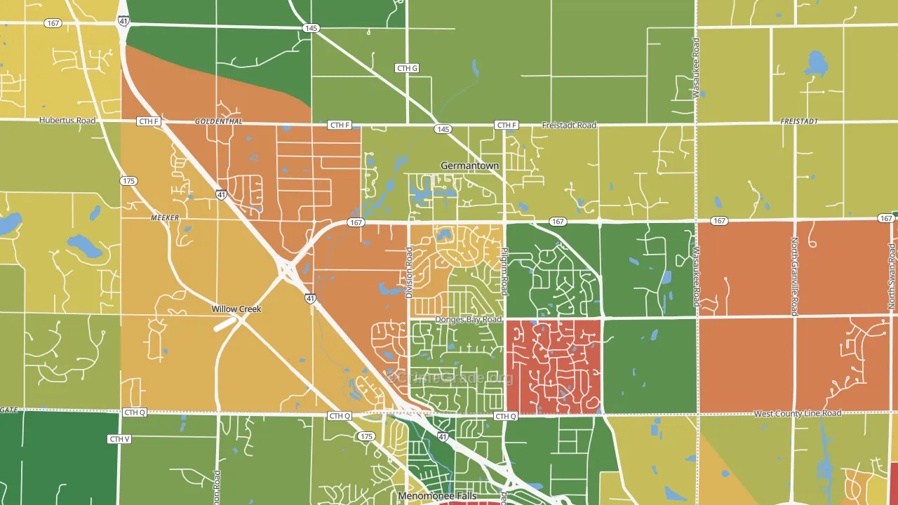 53022, WI Map of Theft Rates