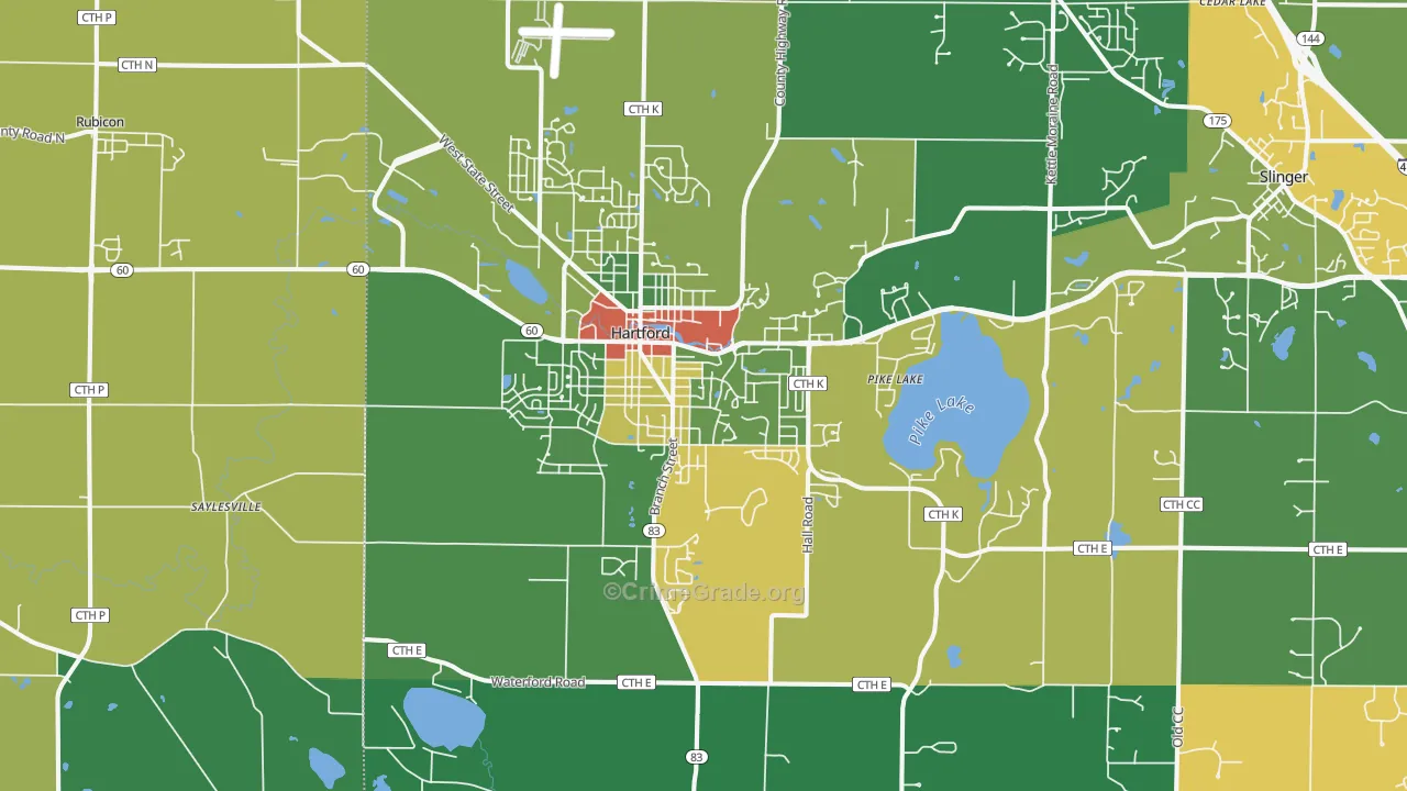 53027, WI Map of Theft Rates