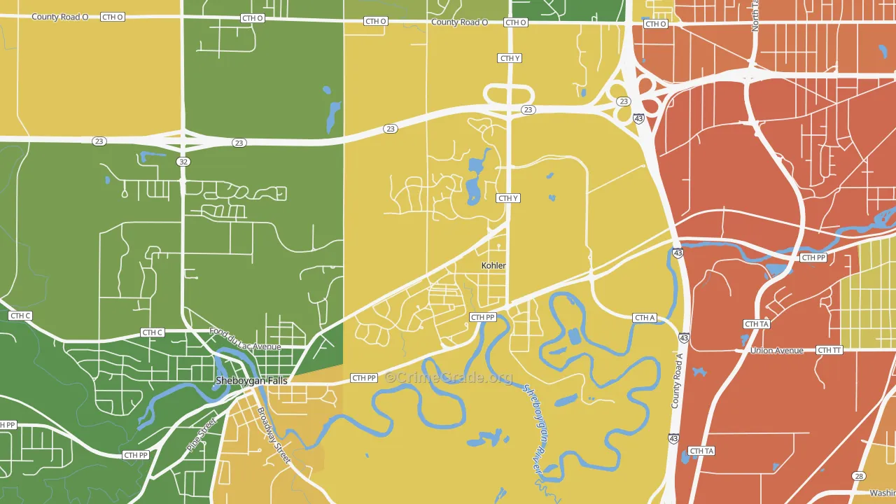 53044, WI Map of Theft Rates