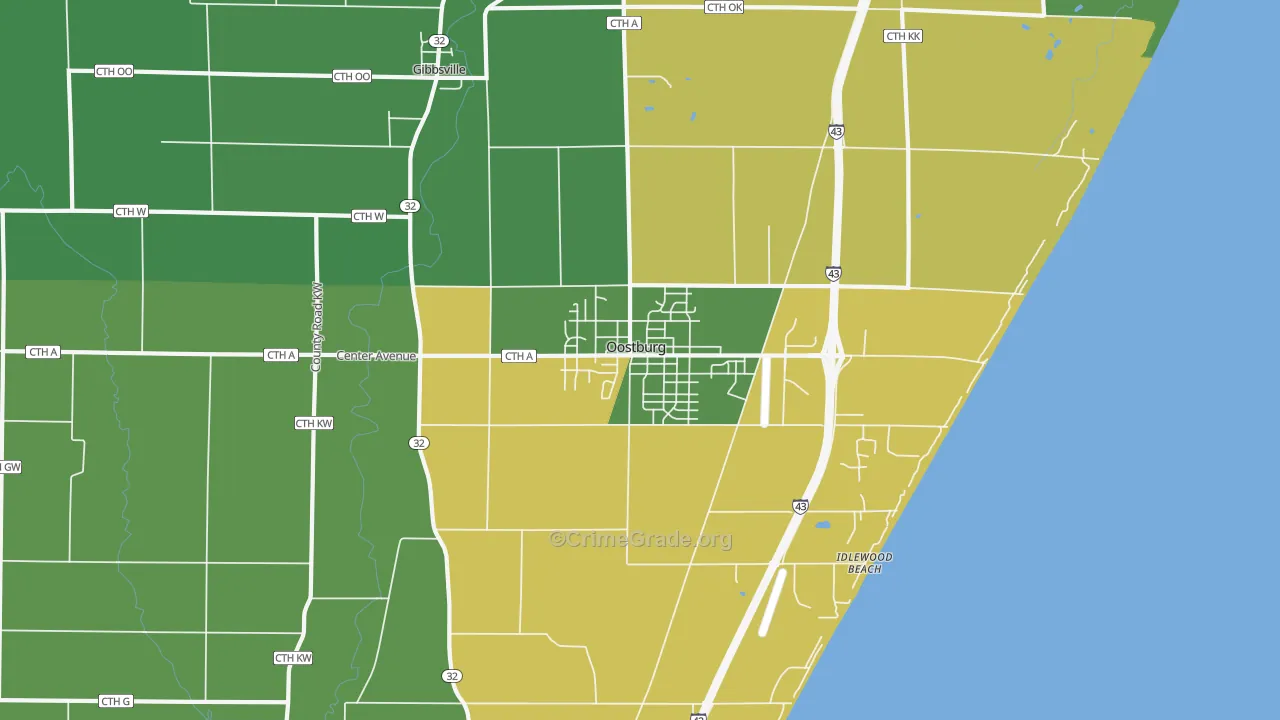53070, WI Map of Theft Rates