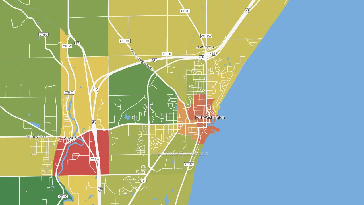 53074, WI Map of Theft Rates