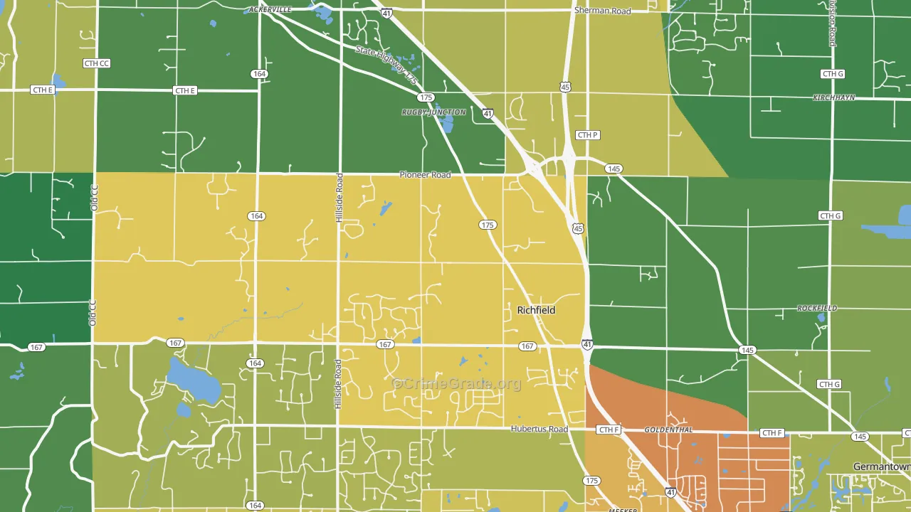 53076, WI Map of Theft Rates