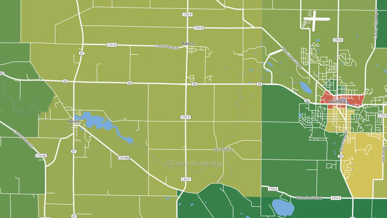 53078, WI Map of Theft Rates