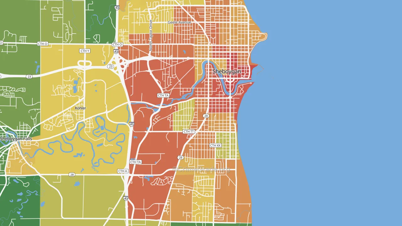 53081, WI Map of Theft Rates