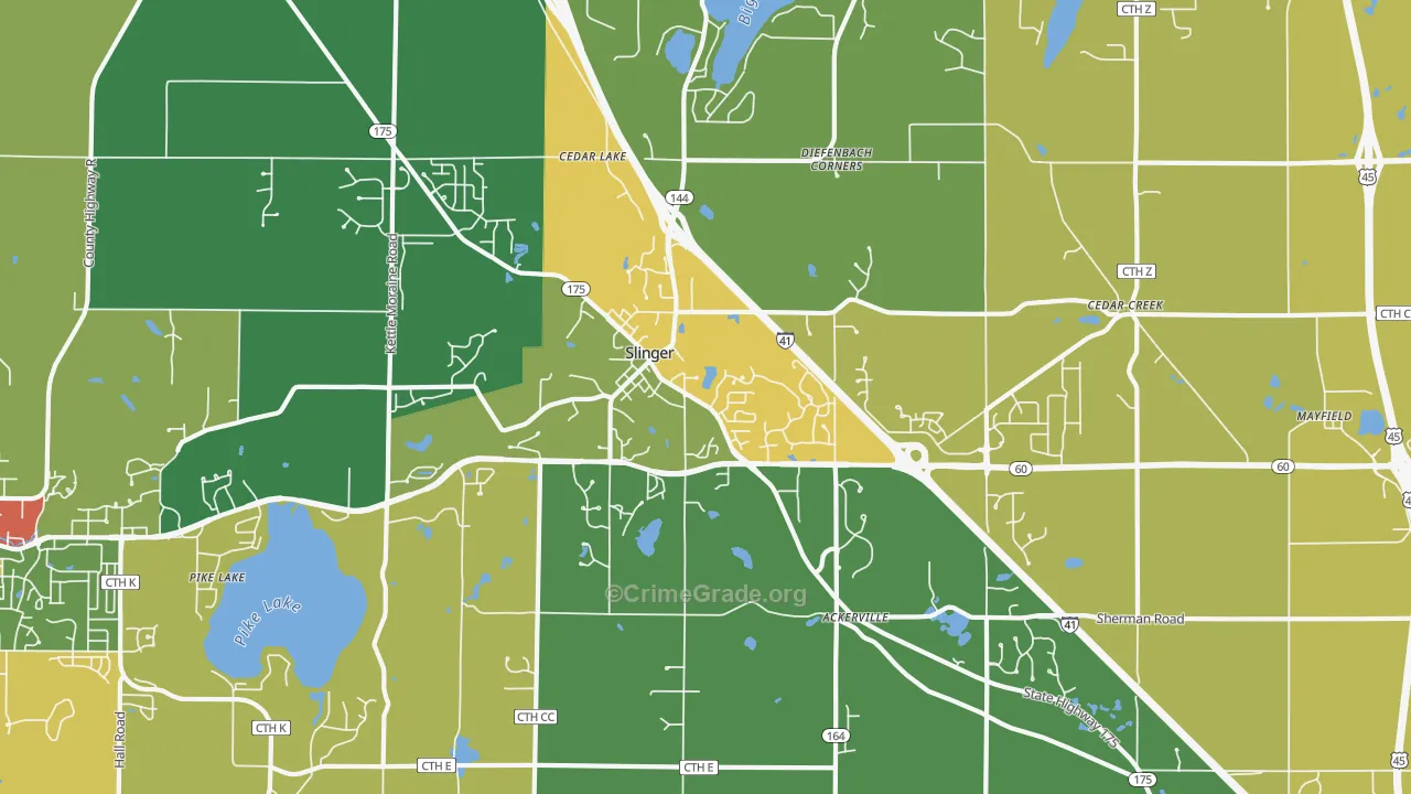 53086, WI Map of Theft Rates