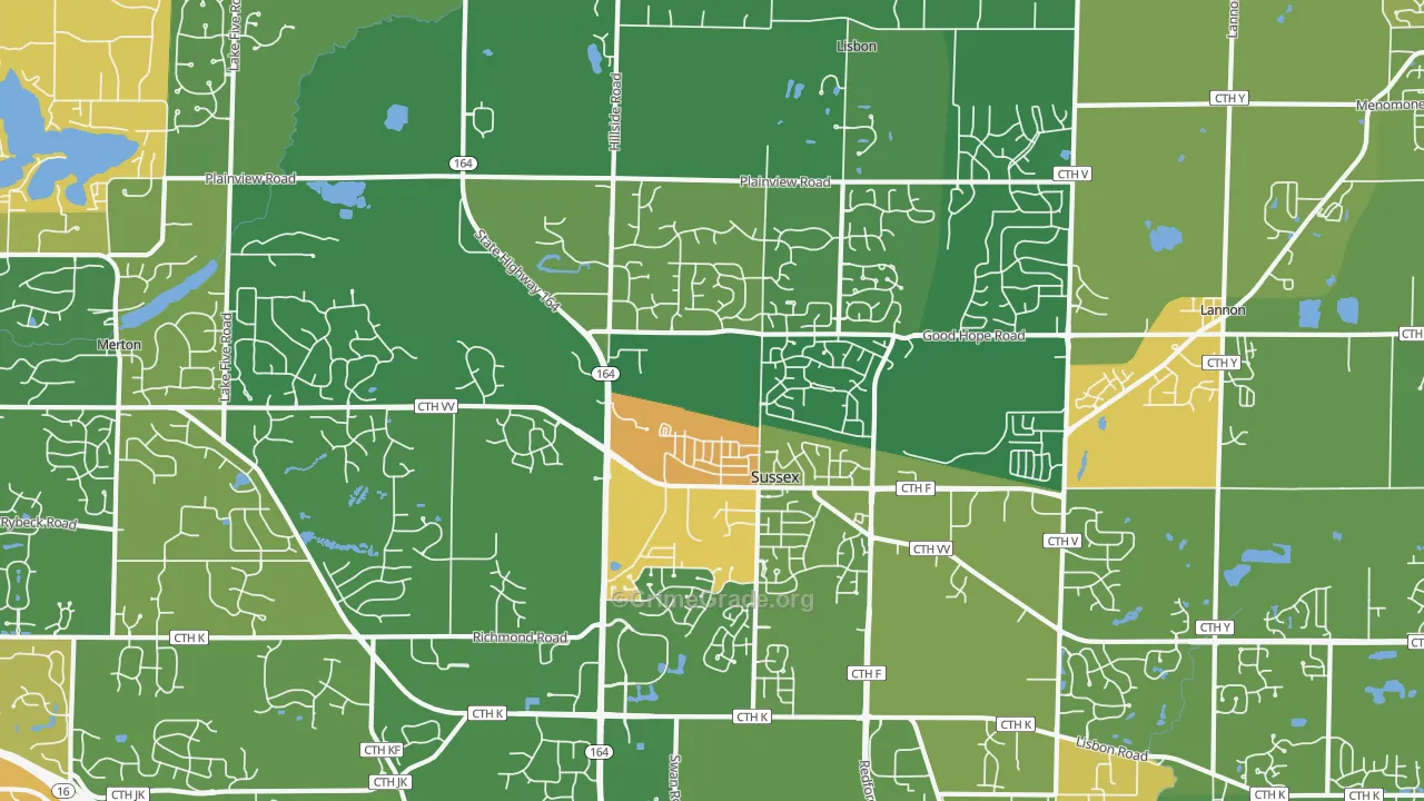 53089, WI Map of Theft Rates