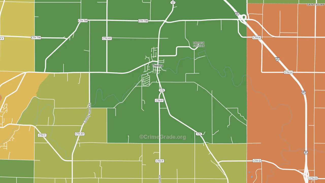 53091, WI Map of Theft Rates
