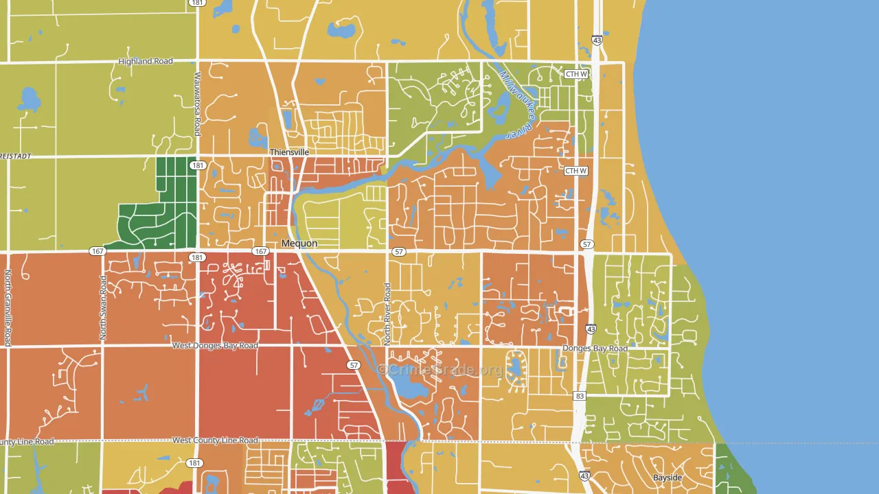 53092, WI Map of Theft Rates
