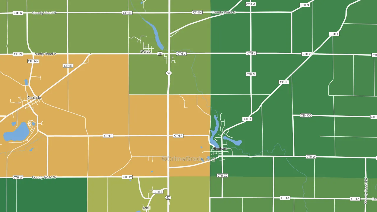 53093, WI Map of Theft Rates