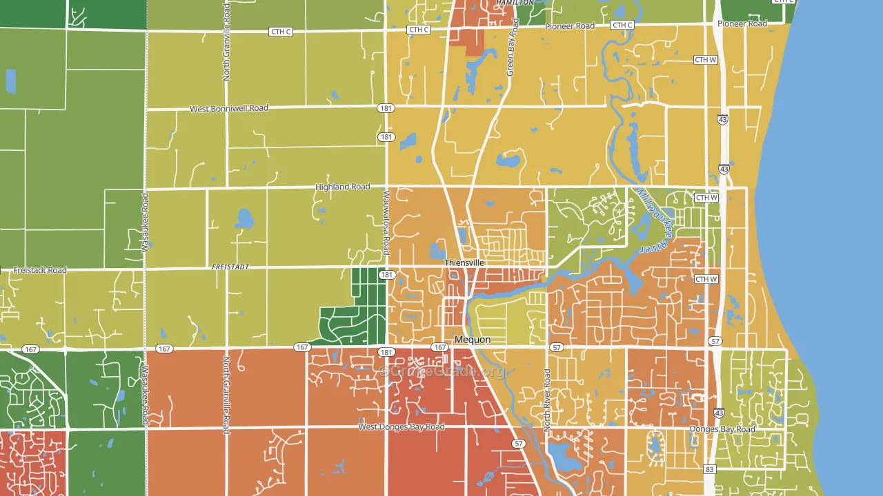 53097, WI Map of Theft Rates