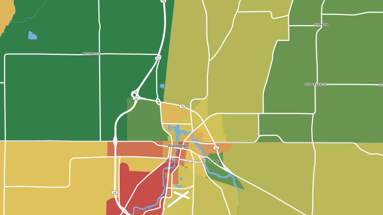 53098, WI Map of Theft Rates