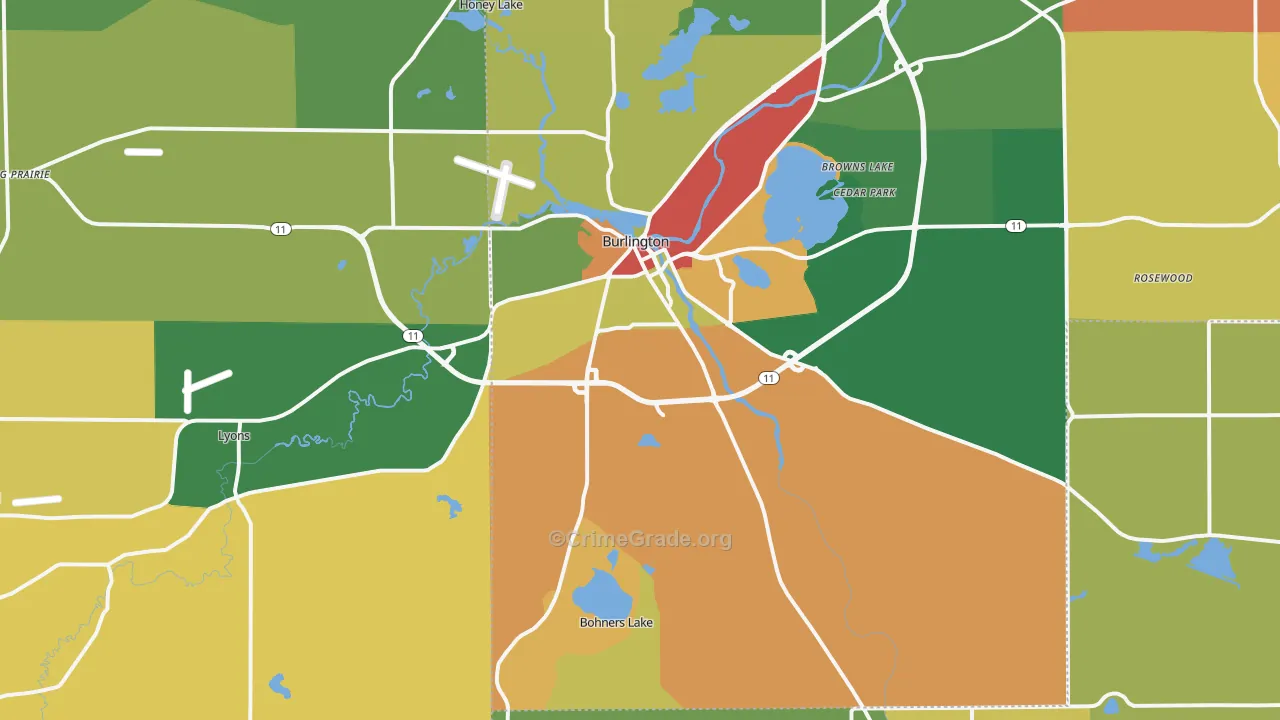 53105, WI Map of Theft Rates