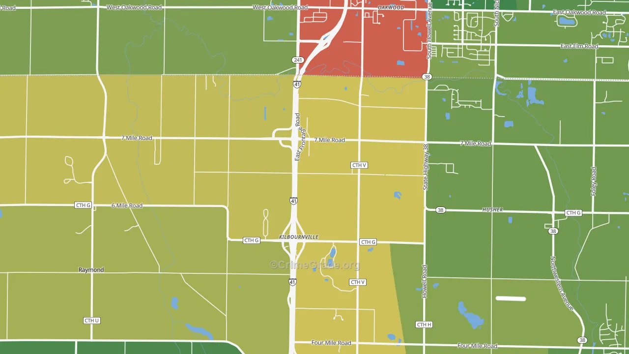 53108, WI Map of Theft Rates