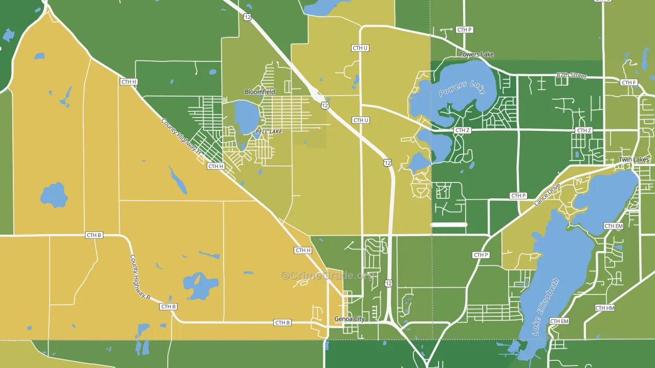 53128, WI Map of Theft Rates
