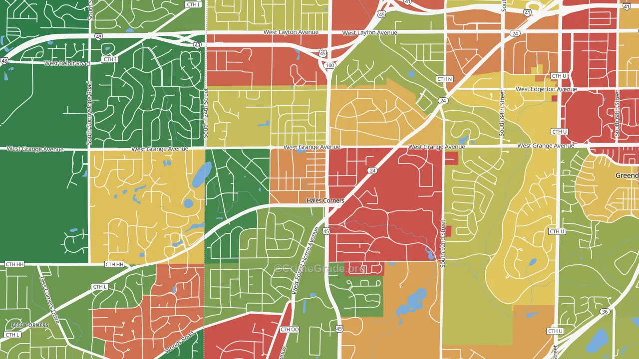 53130, WI Map of Theft Rates