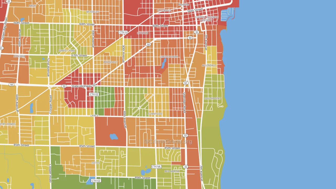 53143, WI Map of Theft Rates