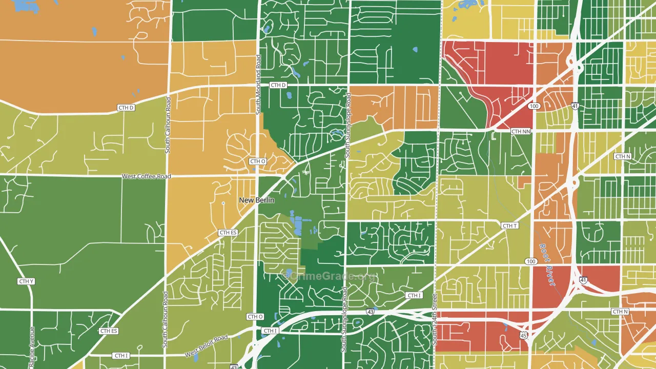 53151, WI Map of Theft Rates