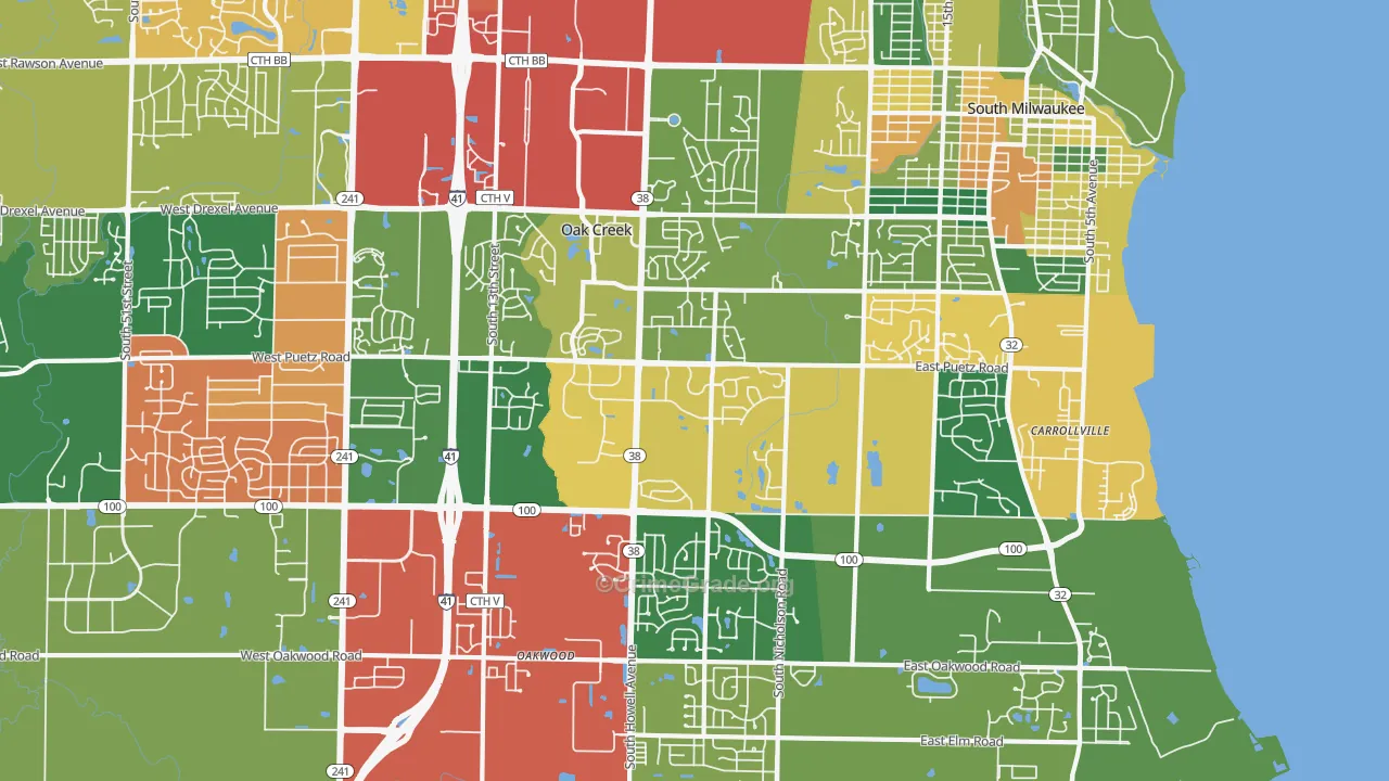 53154, WI Map of Theft Rates