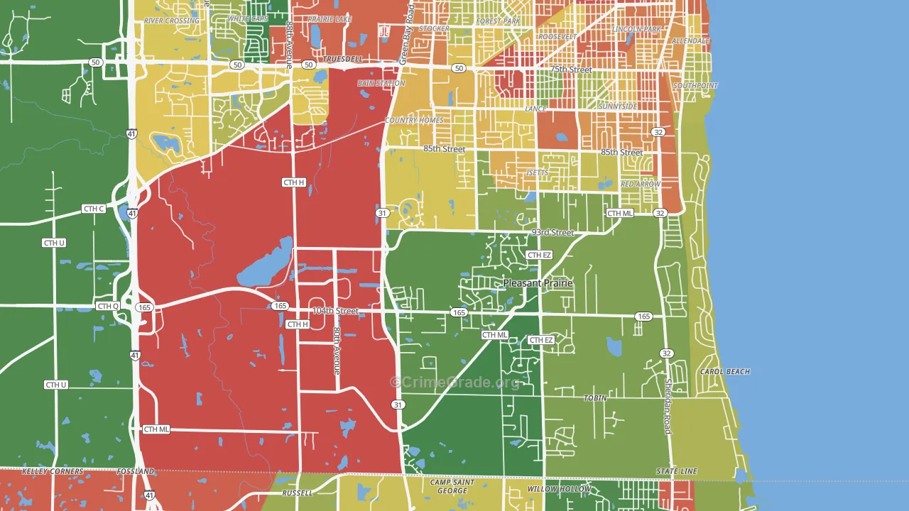 53158, WI Map of Theft Rates