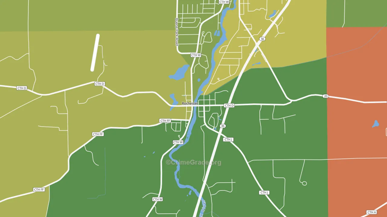 53167, WI Map of Theft Rates