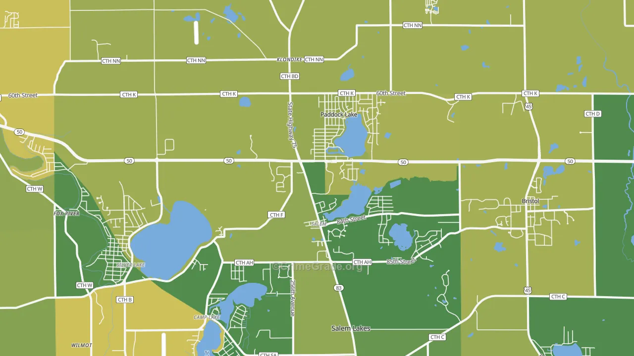 53168, WI Map of Theft Rates