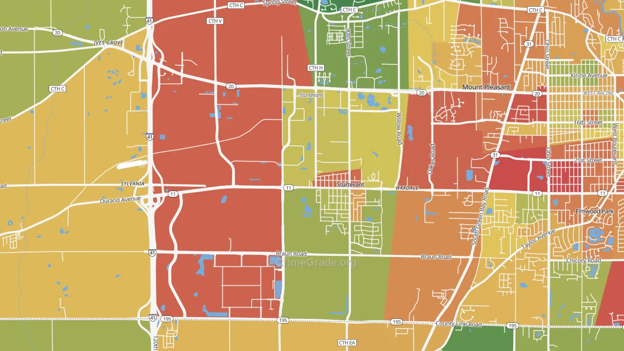53177, WI Map of Theft Rates