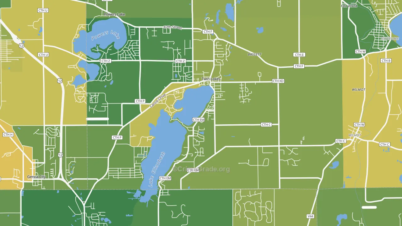 53181, WI Map of Theft Rates