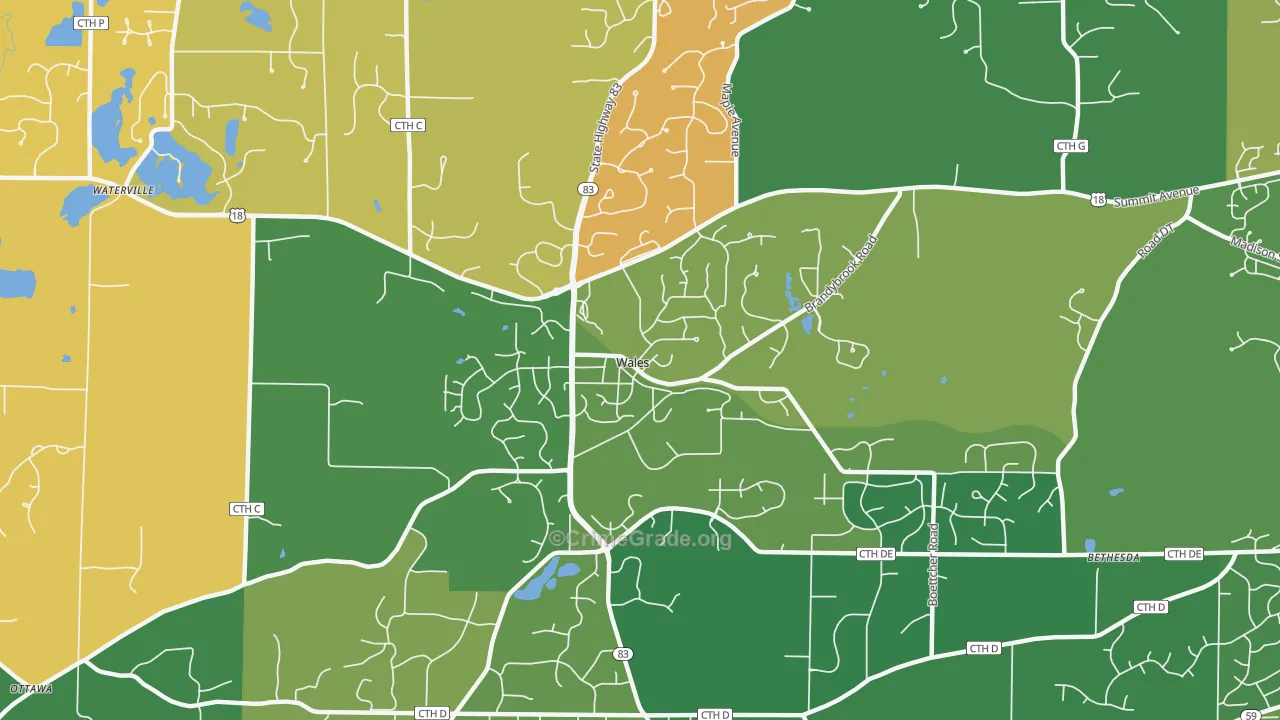 53183, WI Map of Theft Rates
