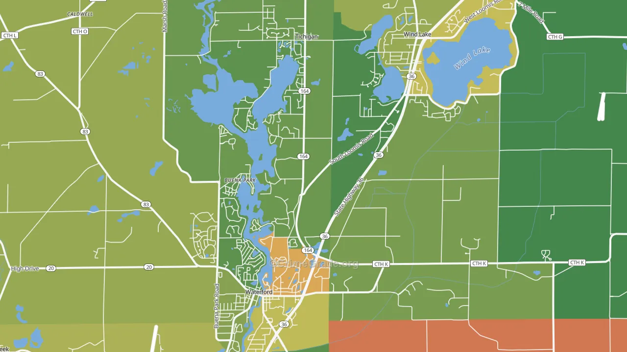 53185, WI Map of Theft Rates