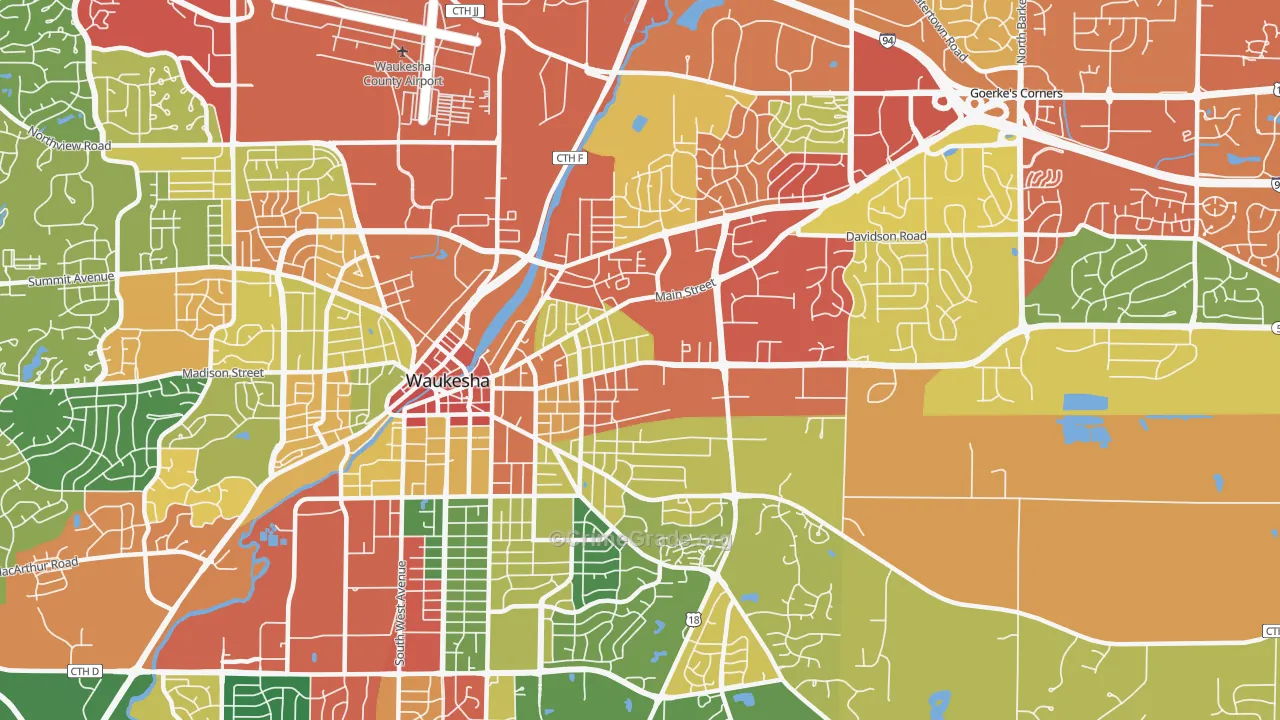 53186, WI Map of Theft Rates
