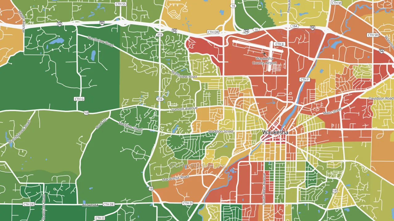 53188, WI Map of Theft Rates