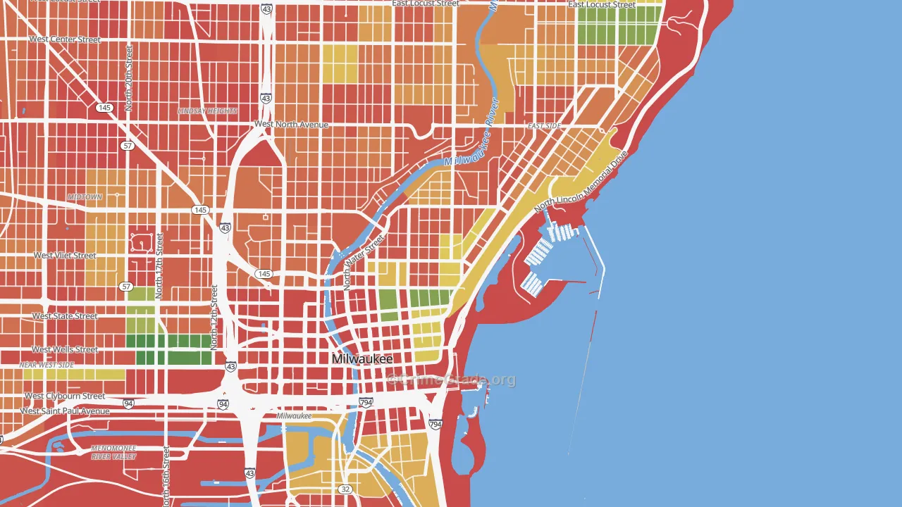 53202, WI Map of Theft Rates