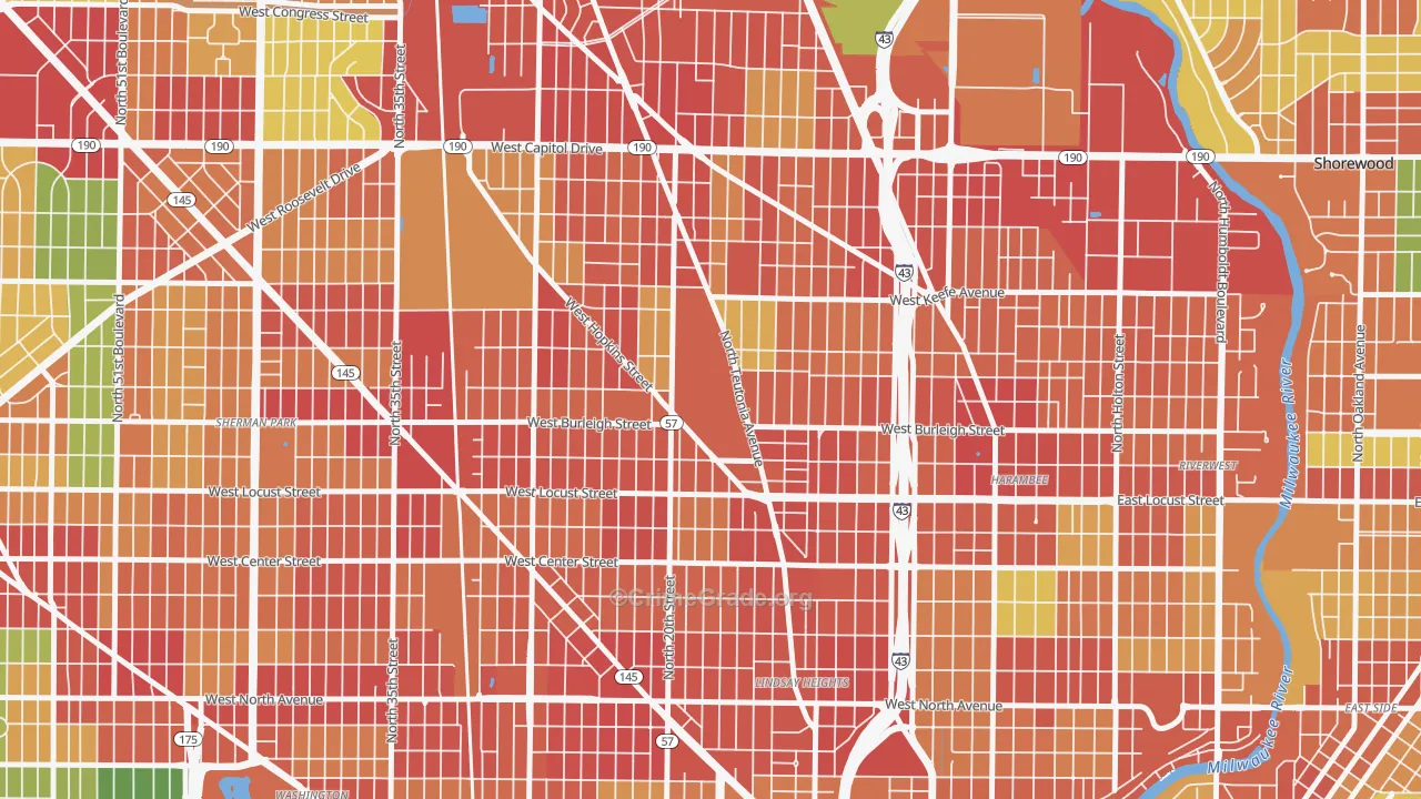53206, WI Map of Theft Rates