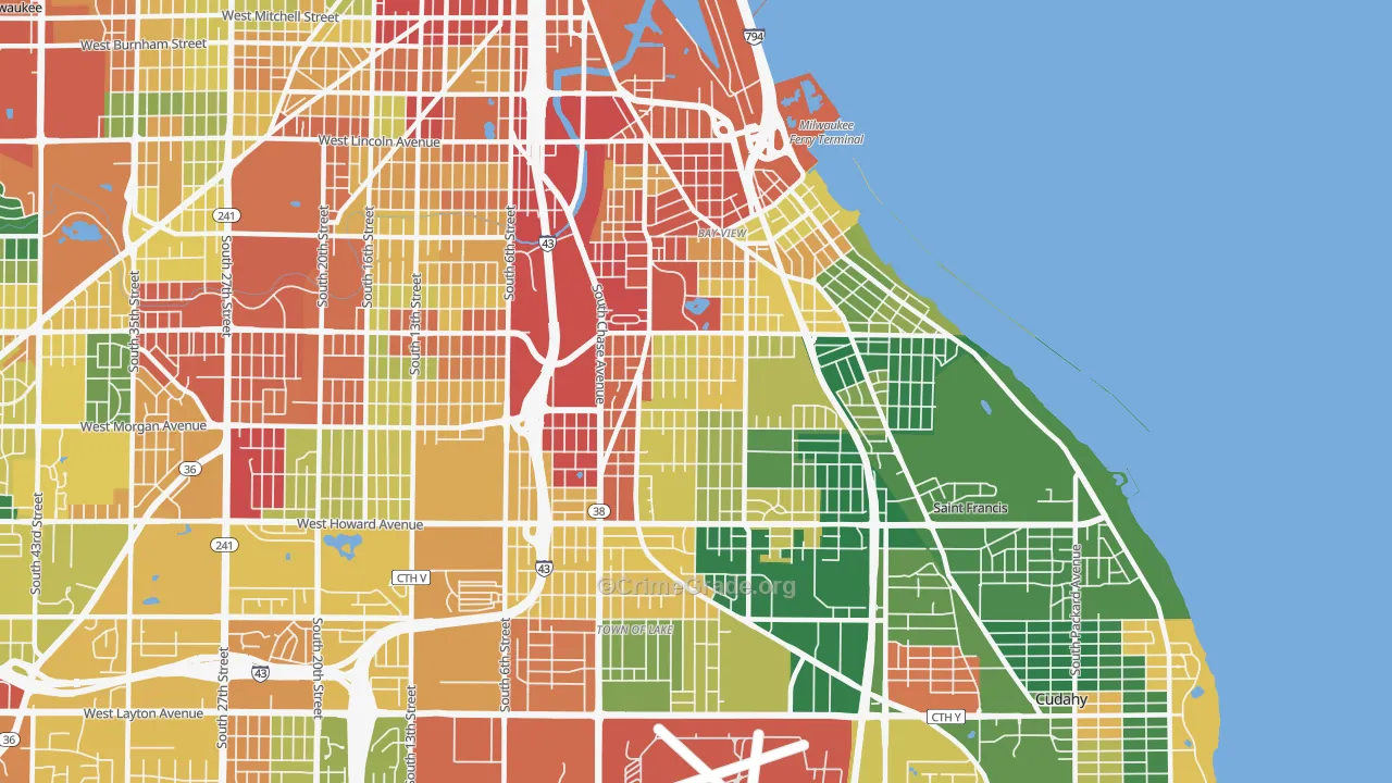 53207, WI Map of Theft Rates