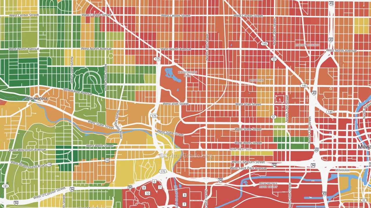 53208, WI Map of Theft Rates