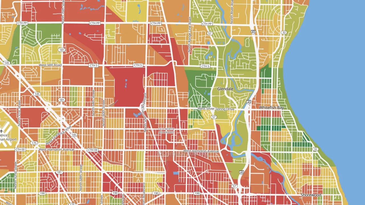 53209, WI Map of Theft Rates