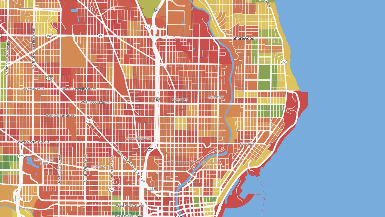 53212, WI Map of Theft Rates