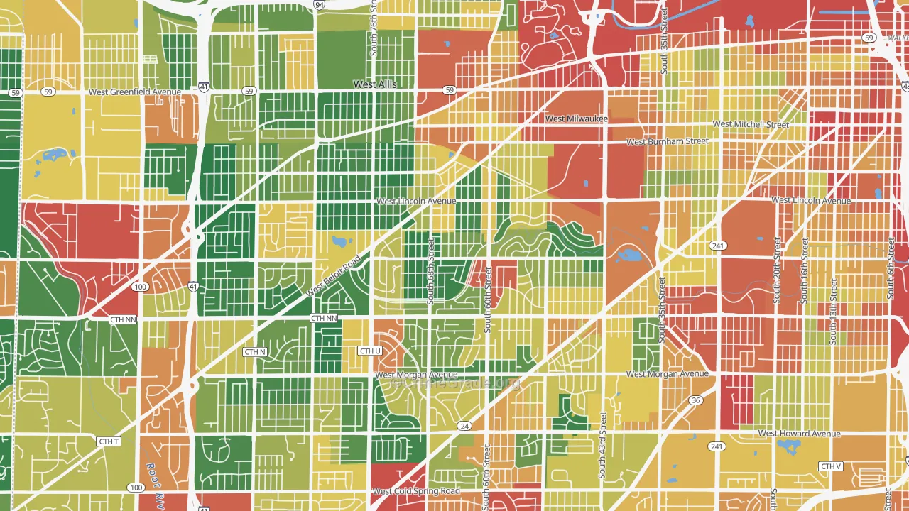 53219, WI Map of Theft Rates