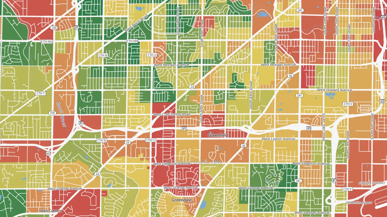 53220, WI Map of Theft Rates