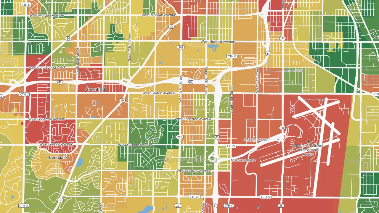53221, WI Map of Theft Rates