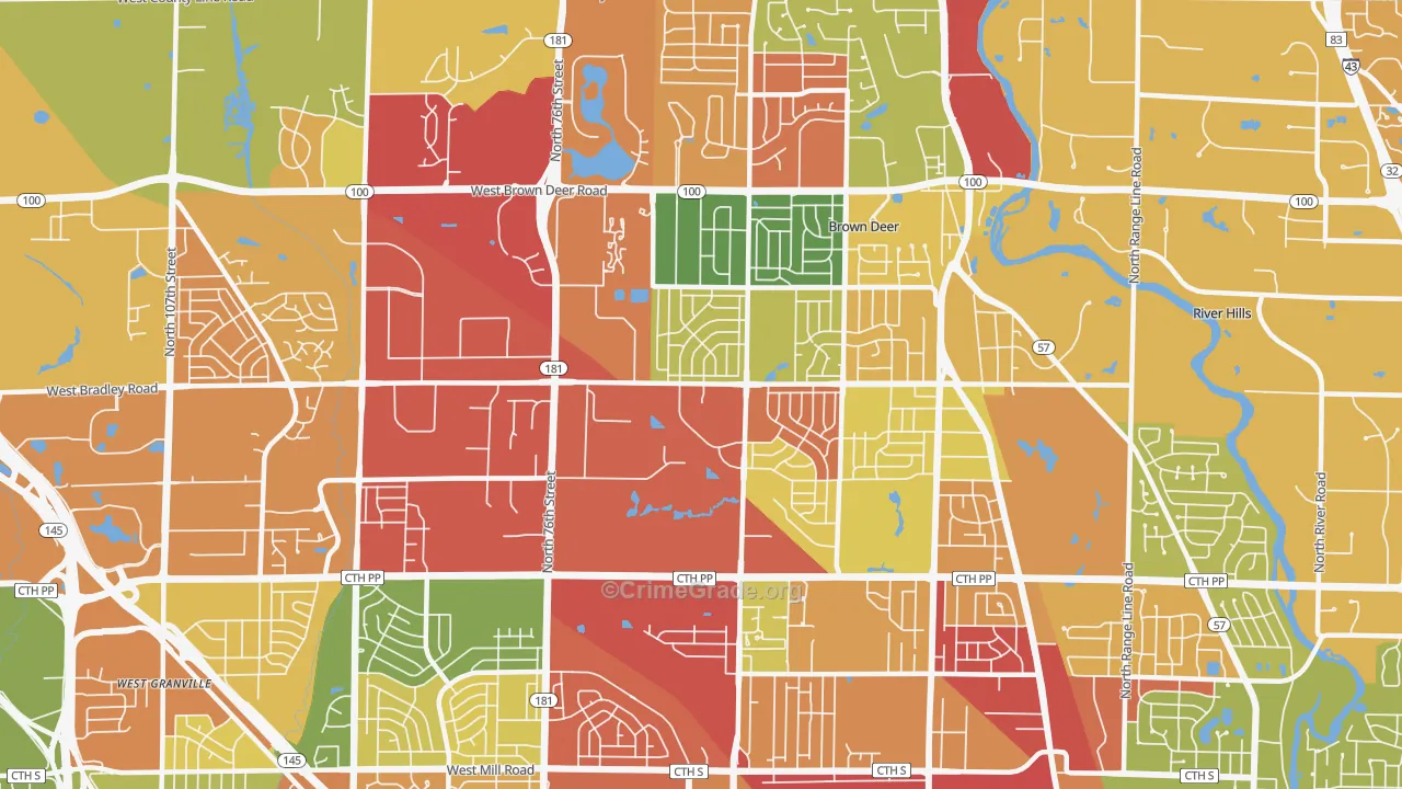 53223, WI Map of Theft Rates