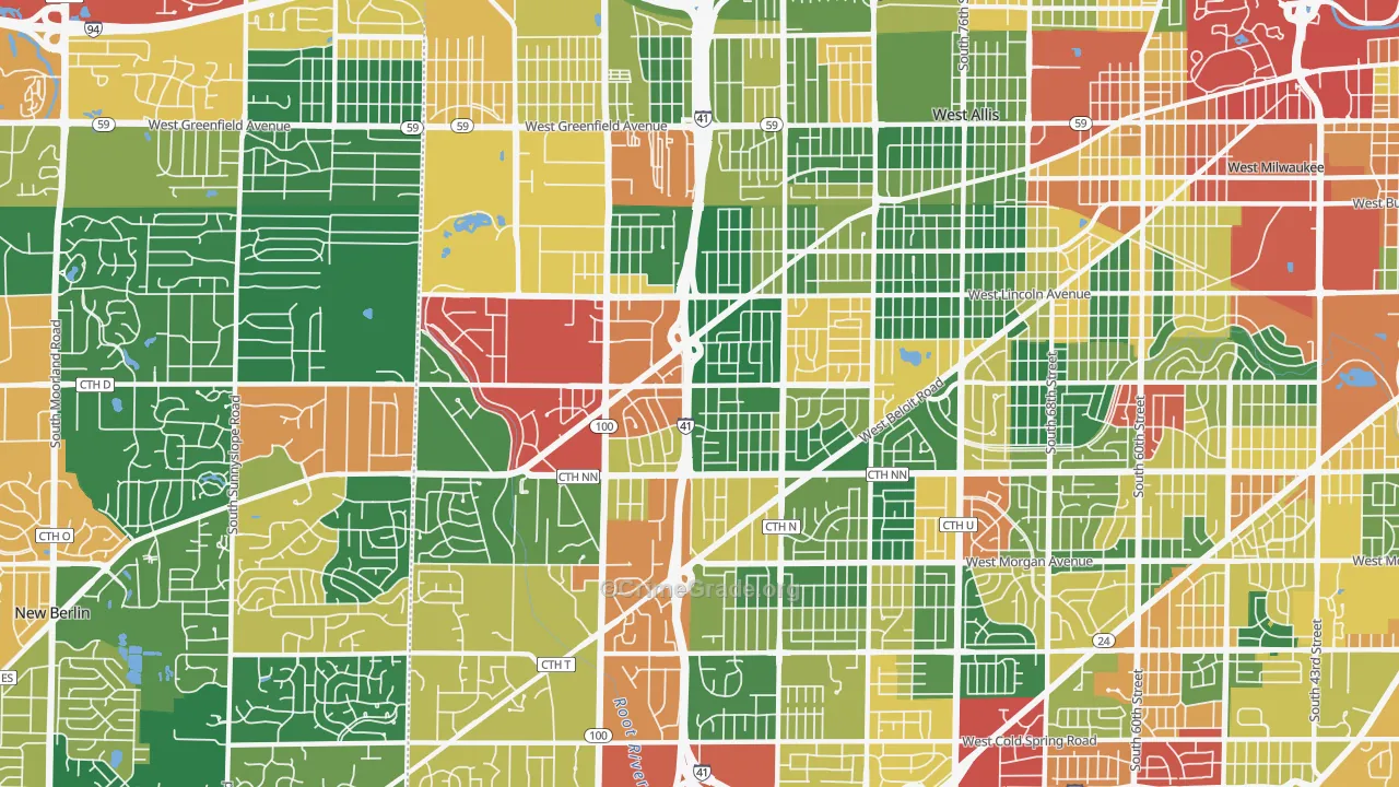 53227, WI Map of Theft Rates