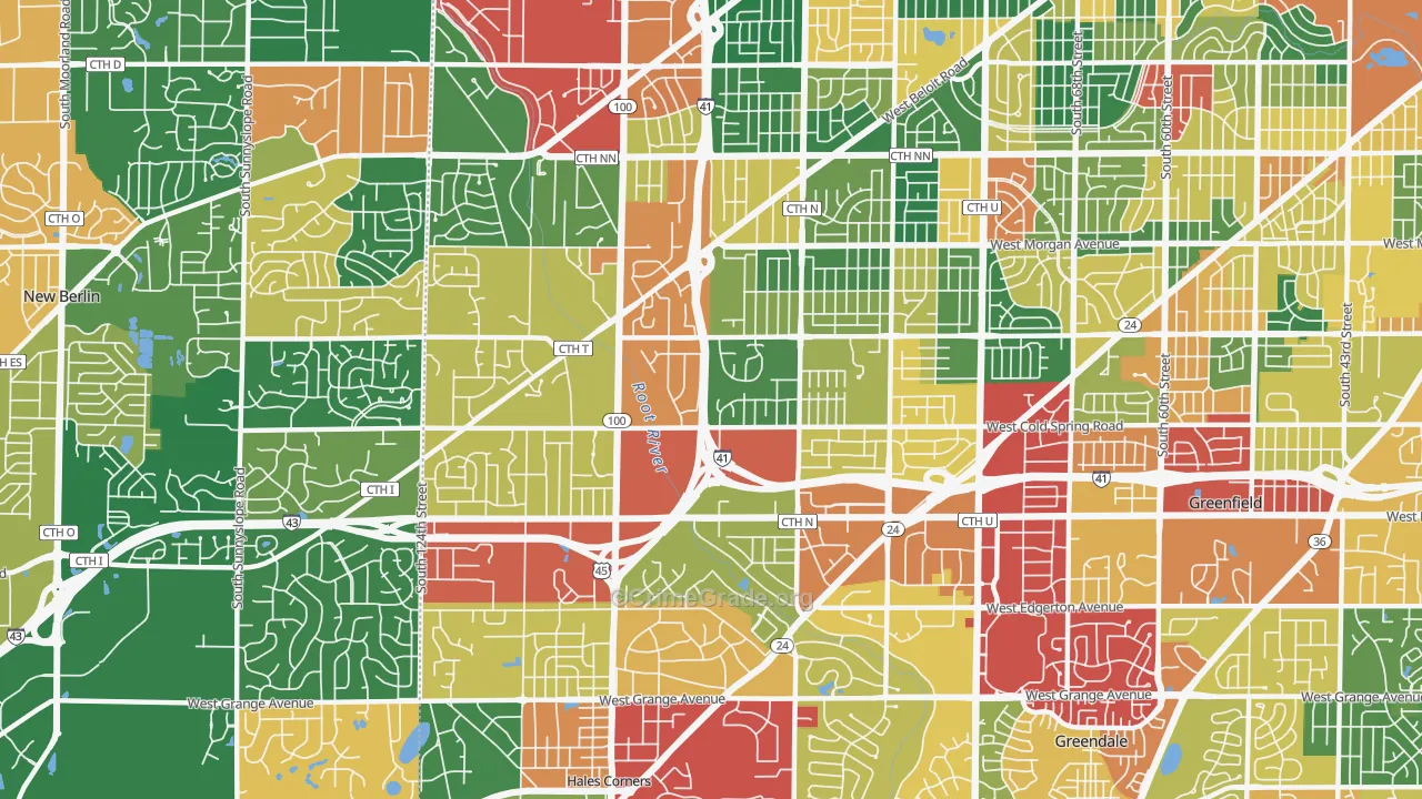 53228, WI Map of Theft Rates