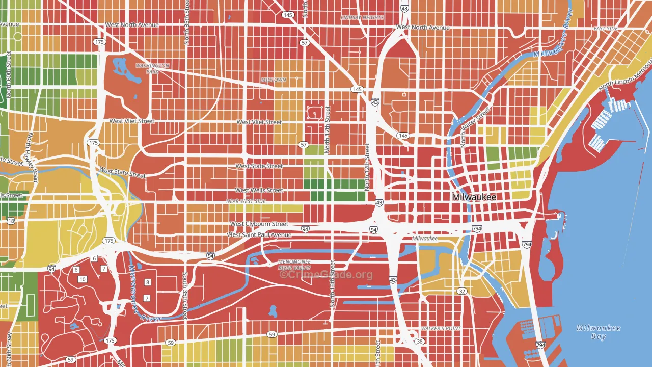 53233, WI Map of Theft Rates