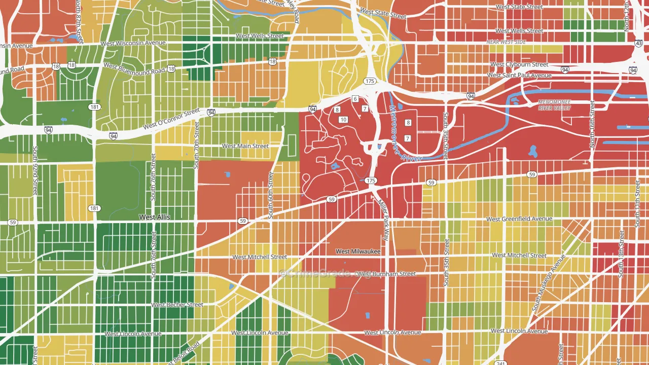 53295, WI Map of Theft Rates